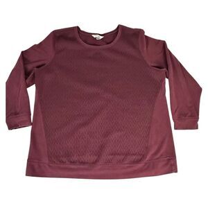 CJ Banks Burgundy Quilted Chevron Sweatshirt size 1X